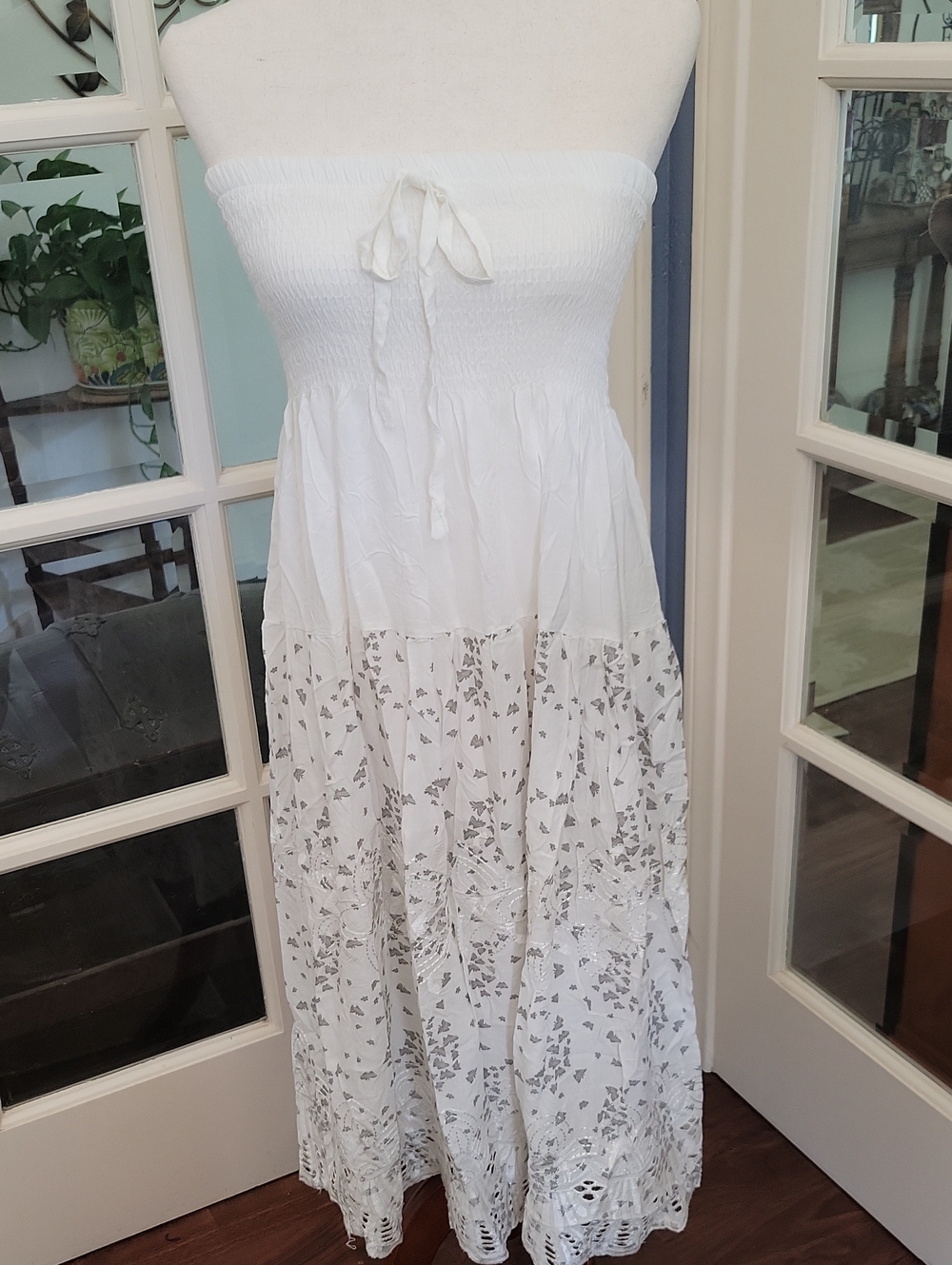 NWT -- TROPIKO White Strapless Eyelet Dress Or Beach Coverup | Size: S?
